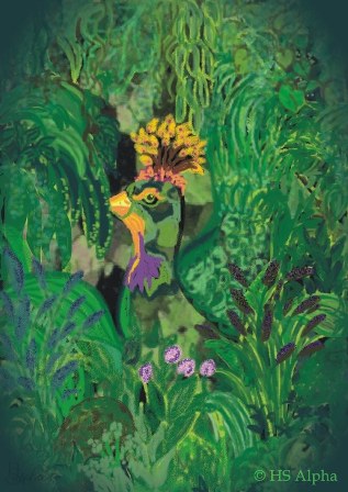 Urwaldvogel mit Ei - hsalpha Urwaldvogel mit Ei - hsalpha - Digitale Kunst