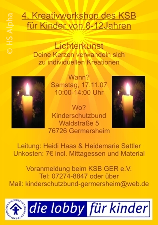 Flyer Lichterkunst - KInderschutzbund - hsalpha